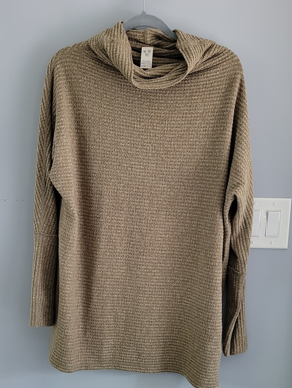 We The Free Olive Cowl-Neck Waffle Knit Sweater